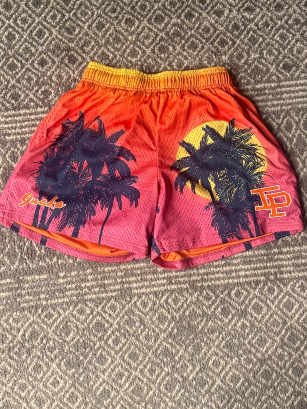 Inaka Power Yellow and Orange Ruffled Trim Swimwear Label